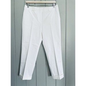 NWT Chico's Pants 1 M Medium Polished Twill White Cuffed Cop Pockets Resort NEW
